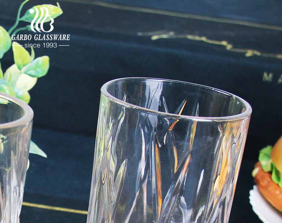 Garbo Glassware China مصنع تصميمات حصرية مجموعة أكواب زجاجية محفورة 14 أوقية