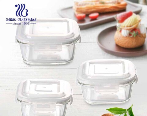 Contenitori per alimenti quadrati in vetro più venduti con eco-friendly