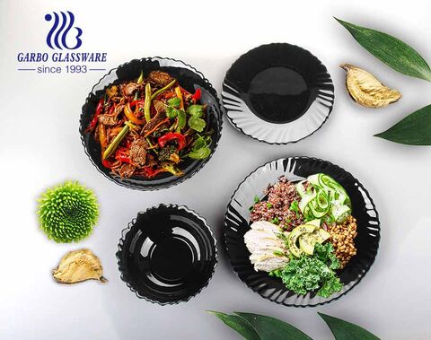 China al por mayor fabrica platos de postre de ópalo negro de 7.5 pulgadas
