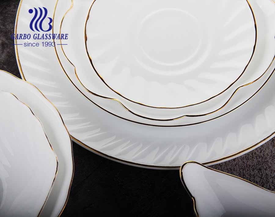 Assiettes en verre trempé opale blanc plat de 11 pouces pour dîner ou mariage