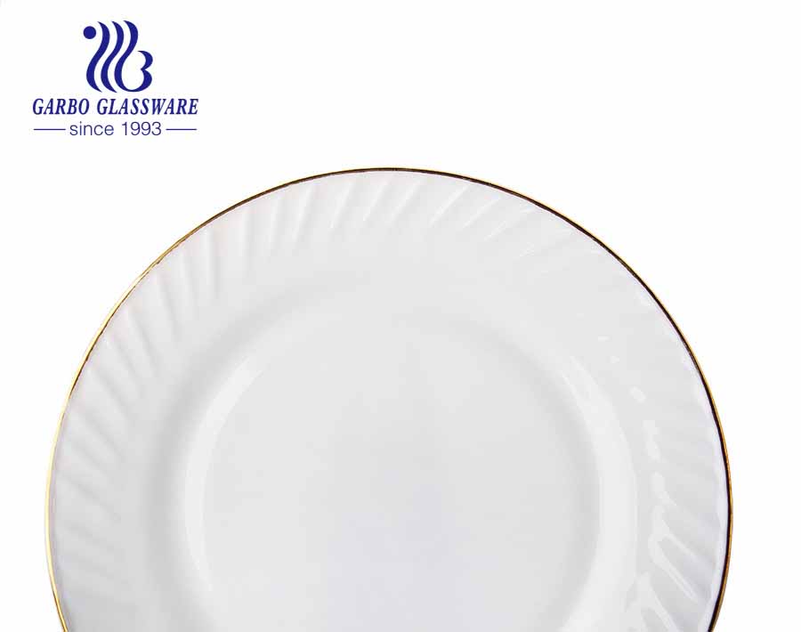 Assiettes en verre trempé opale blanc plat de 11 pouces pour dîner ou mariage