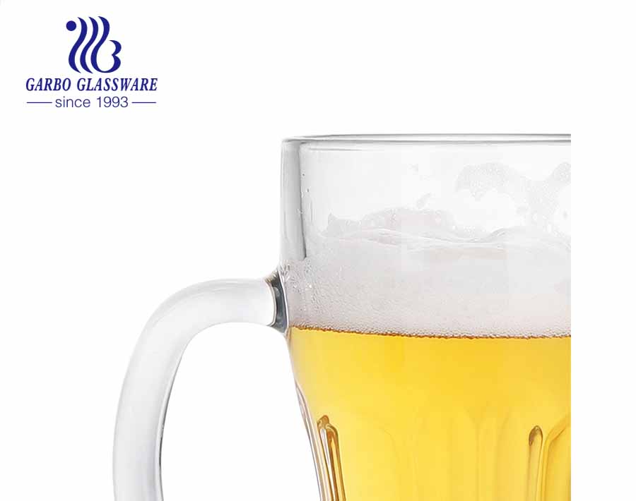 Copos de cerveja personalizados canecas de cerveja transparentes canecas grandes de vidro com cabo para bar