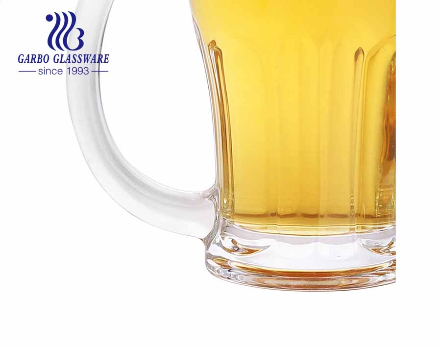 Custom beer glasses clear beer mugs large stein handled glass for pub