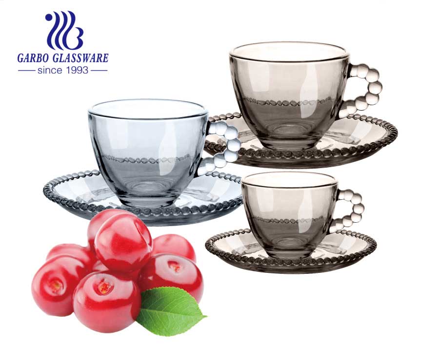 أكواب وصحون الشاي على الطريقة التركية طقم أكواب وصحون زجاجية بلون واحد