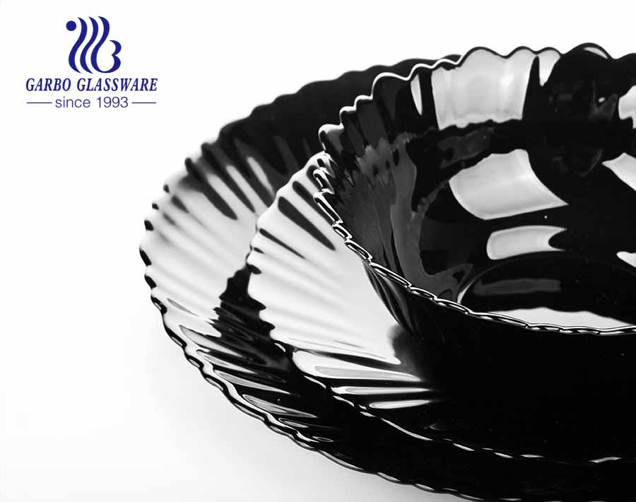 9 Zoll schwarz gehärtete Opalglas Rührschüsseln mit Aufkleber Blume für mikrowellengeeignet