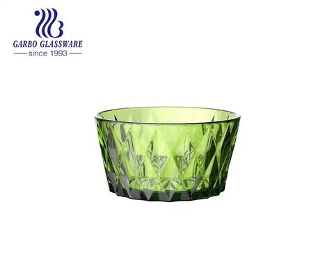Classical vintage olive green diamond design solid color salad ice cream bowl with wholesale price for hotel home dinner