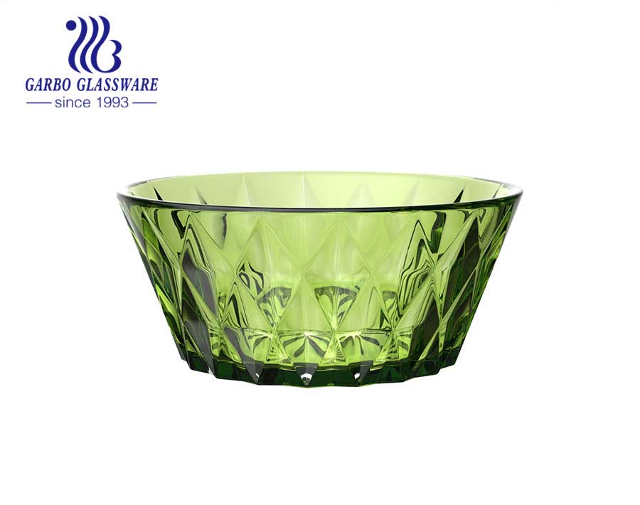 Classical vintage olive green diamond design solid color salad ice cream bowl with wholesale price for hotel home dinner