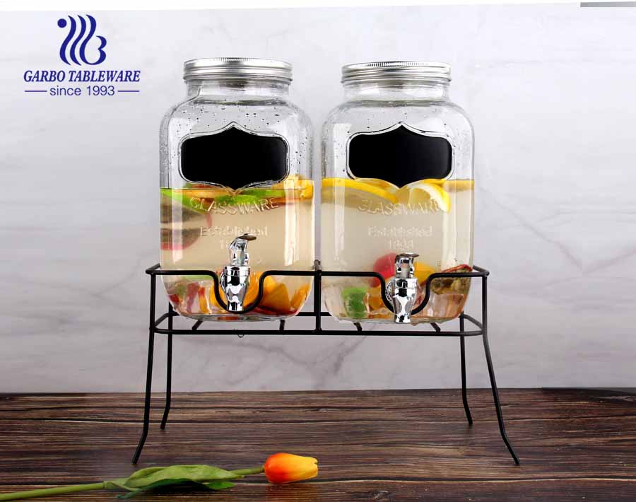 Hot sale 5L juice and beer drinking glass dispenser for hotel and restaurant using witn stainless steel stand 