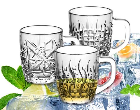 Garbo novo design de caneca de chá de vidro transparente com alça de 5.5 onças de xícaras de chá transparentes