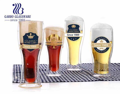 Taza de vidrio de borosilicato de uso de decoración casera de 17 oz venta caliente en taza de cerveza de vidrio de borosilicato de amazon