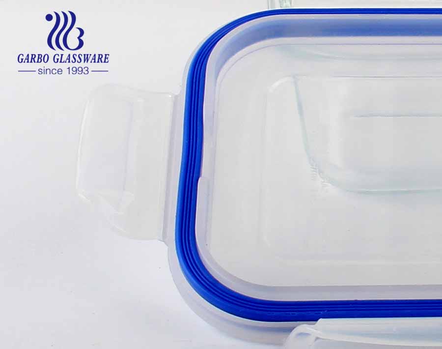 Set of 9pcs glass food containers set with round square and rectangular shape