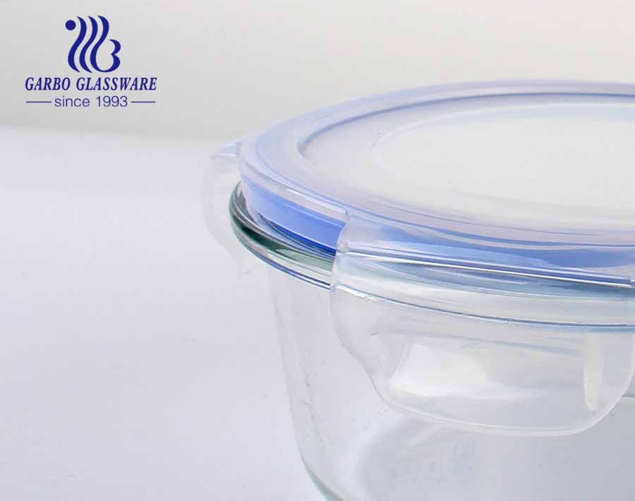 Set of 9pcs glass food containers set with round square and rectangular shape