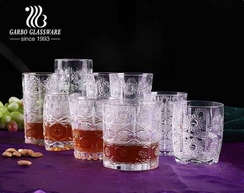 Bohemia engraved sunflower glass cups for Middle East Turkey markets