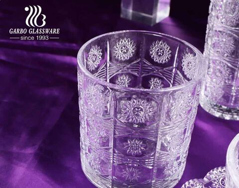 Bohemia engraved sunflower glass cups for Middle East Turkey markets