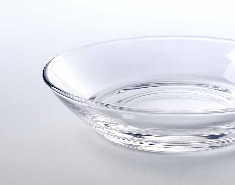 Plain surface transparent sample glass bowl set with saucer customized design available