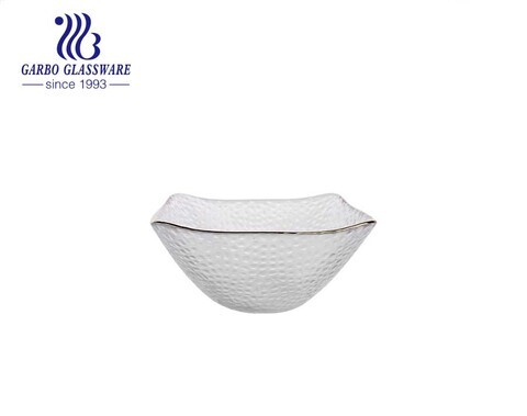 High quality silver color hammer pattern glass fruit bowl with silver rim from China factory