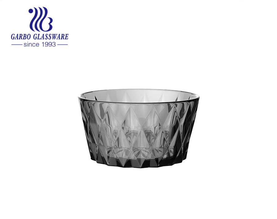 High quality silver color hammer pattern glass fruit bowl with silver rim from China factory