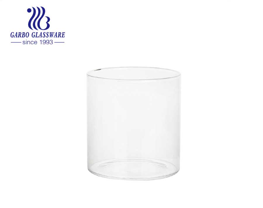 Copa de vidrio de borosilicato con certificación CE / UE, uso doméstico al por mayor reutilizable, innovador para bodas, taza de vidrio decorativa transparente