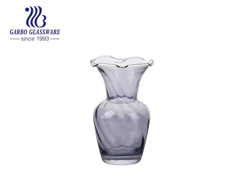 Trumpet Flower Mouth Design Purple Wedding Use Tabletop Glass Vase Flower Holder 