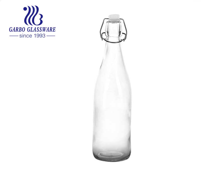 Jarra para beber de agua de botella de vidrio con diseño de cintura delgada de 14 oz para leche de jugo