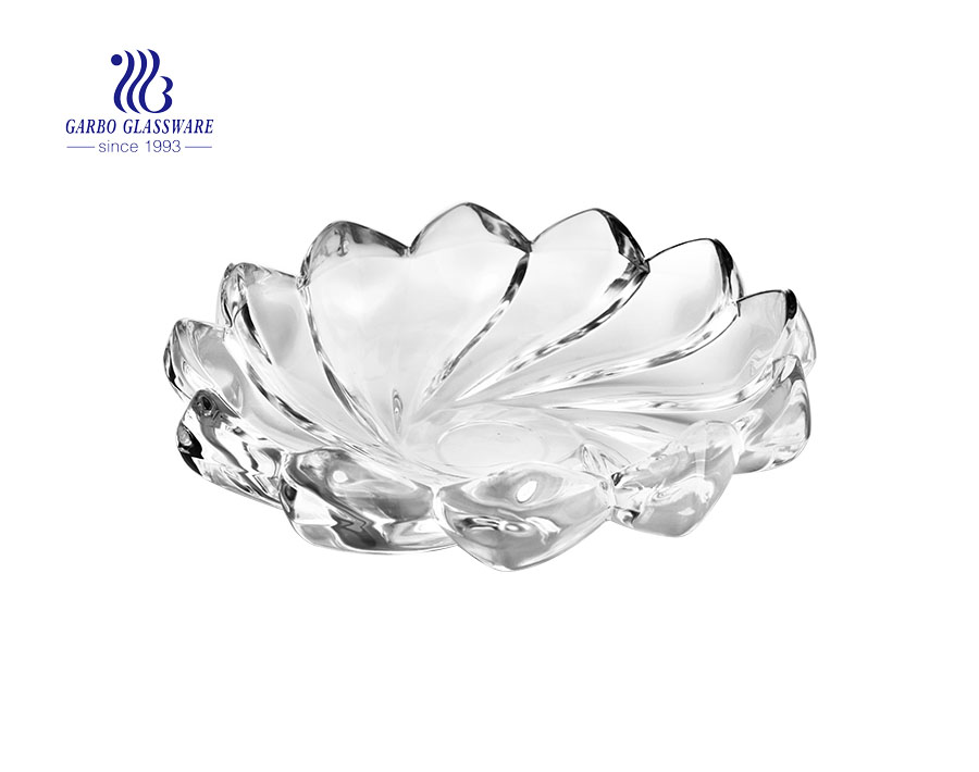 Geometric design 9 inches high white glass fruit bowl with special and unique design