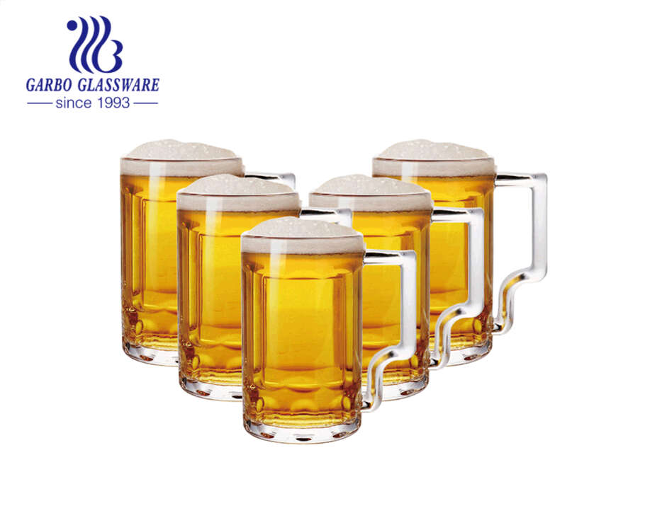 14oz Glass Mugs With Handle Large Beer Glasses Set Beer Cups Pub Drinking Mugs Stein For Bar Alcohol Beverages 