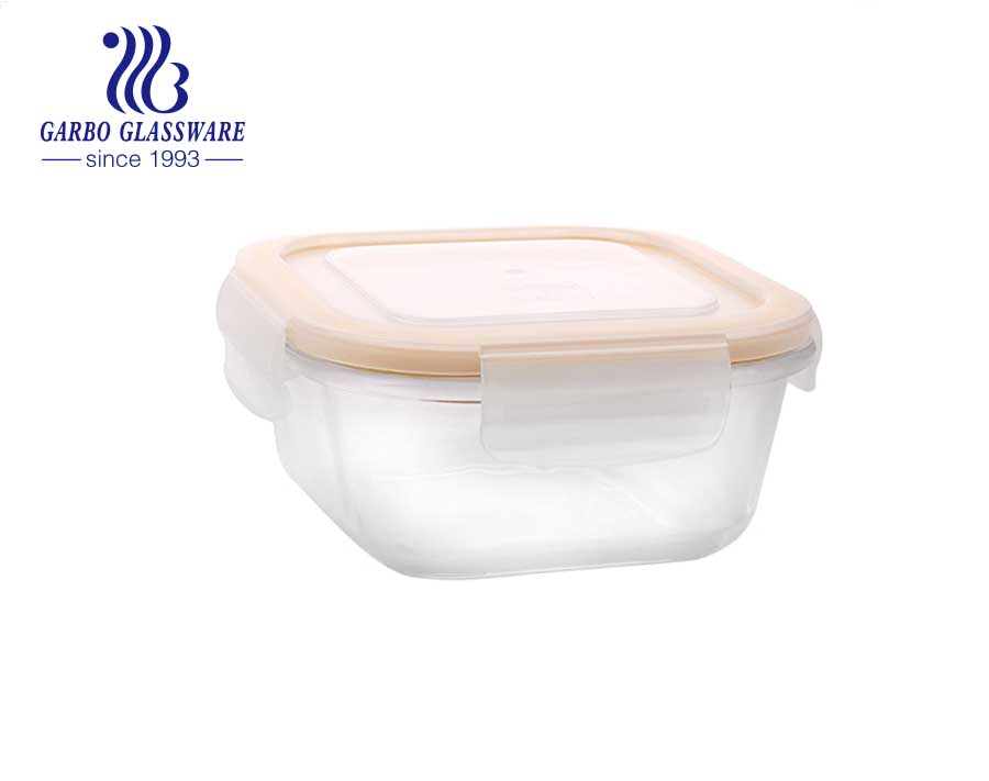 700ml square glass lunch boxes for Microwave, Fridge, Freezer, Dishwasher, Oven Safe with LeakProof Lids