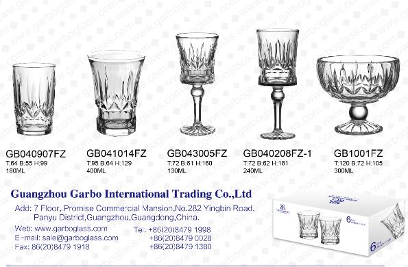 Garbo Glassware FZ novo design de copos de vidro para o mercado da Europa e América do Sul