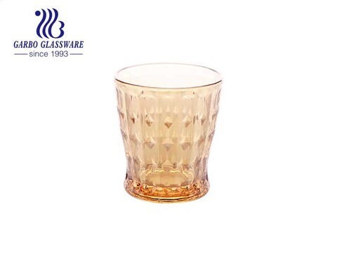 Great discount in stock 9oz engraved golden glass cup with unfading electroplating color