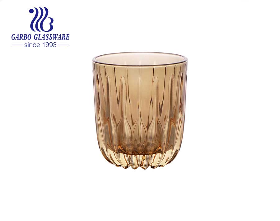 Great discount in stock 9oz engraved golden glass cup with unfading electroplating color