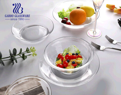 Bol à salade de fruits en verre simple de 8.5 pouces 1.6 L pour le restaurant d'hôtel à la maison utilisant