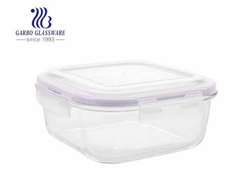 Hochwertige 1.2 l quadratische Glas-Lebensmittellagerbehälter mit luftdichtem Deckel