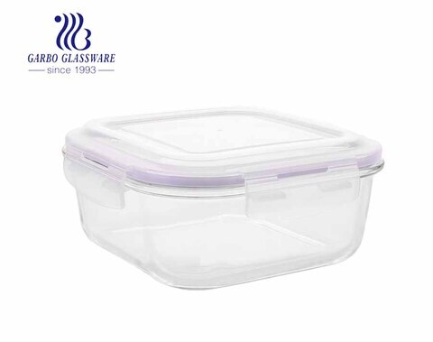 High quality 1.2 L square Glass Food Storage Containers with Lids Airtight 