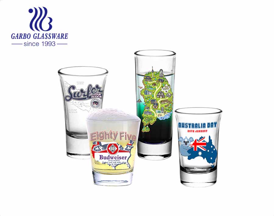 Custom shot glasses city souvenir tall glasses 2oz glass cups for party