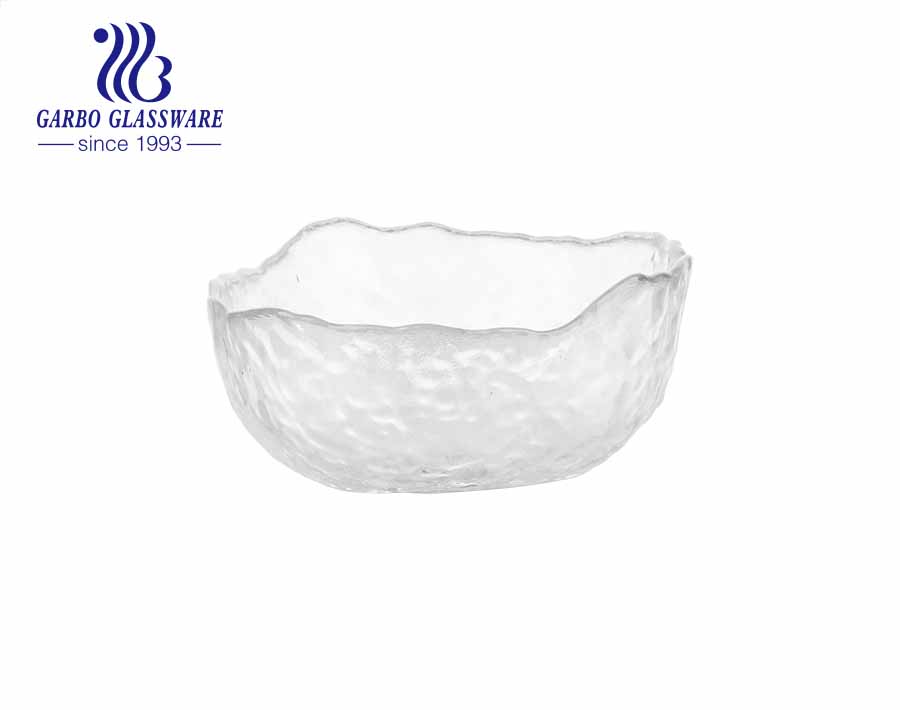 Simple European Style 6-inch Transparent Glass Fruit Salad Bowl with Gold Rim