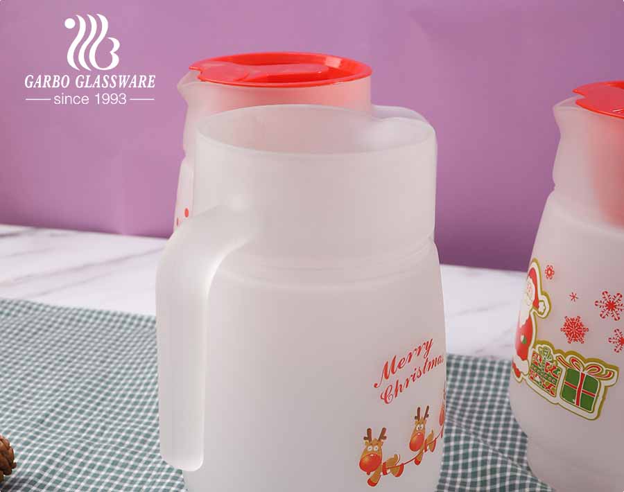 Lễ hội Giáng sinh In Decal Nước Carafe Nước giải khát Bình thủy tinh có nắp