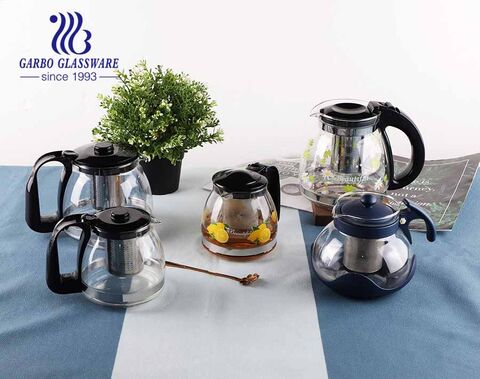 Lò vi sóng Ấm trà thủy tinh an toàn Quà tặng Hoa Decal Bình trà thủy tinh với Infuser