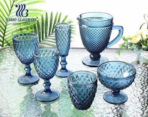 classic 1.3L diamond design glass jug solid color glassware for water drinking 
