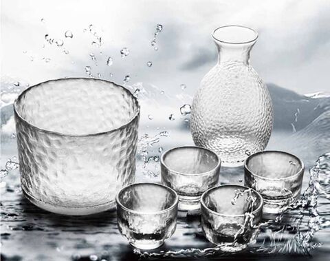 Sake Glas Wein Set Dekanter Tasse Weinwärmer mit japanischem Hammermuster für die Hotelbar zu Hause