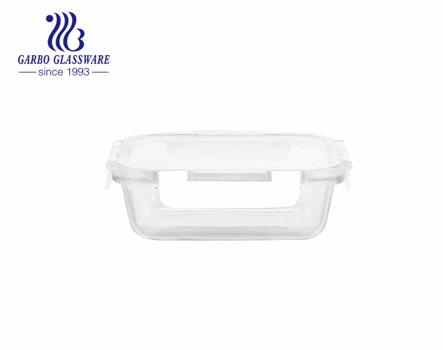 800 ml Square Glass Lunch Containers with transparent MS Locking Lids