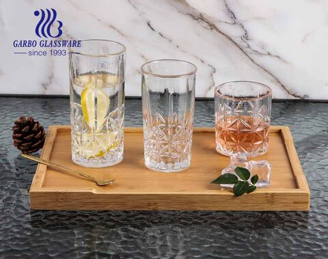 Garbo Glassware 2021 new design engraved whisky glass cups set with standard 8oz 9oz 11oz