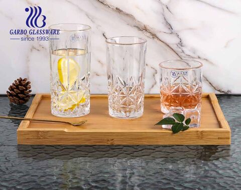 Garbo Glassware 2021 new design engraved whisky glass cups set with standard 8oz 9oz 11oz