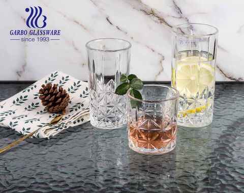 Garbo Glassware 2021 nuevo diseño de vasos de vidrio para whisky grabados con estándar 8 oz 9 oz 11 oz