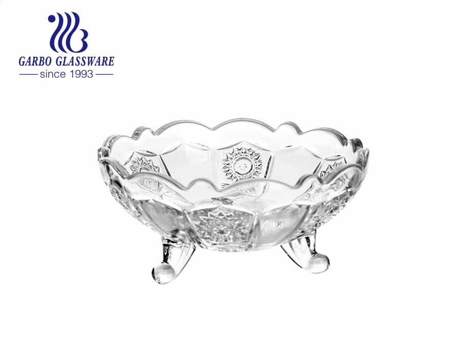 Placa de íon de forma retangular, cor âmbar, prato de frutas de vidro com padrão de diamante