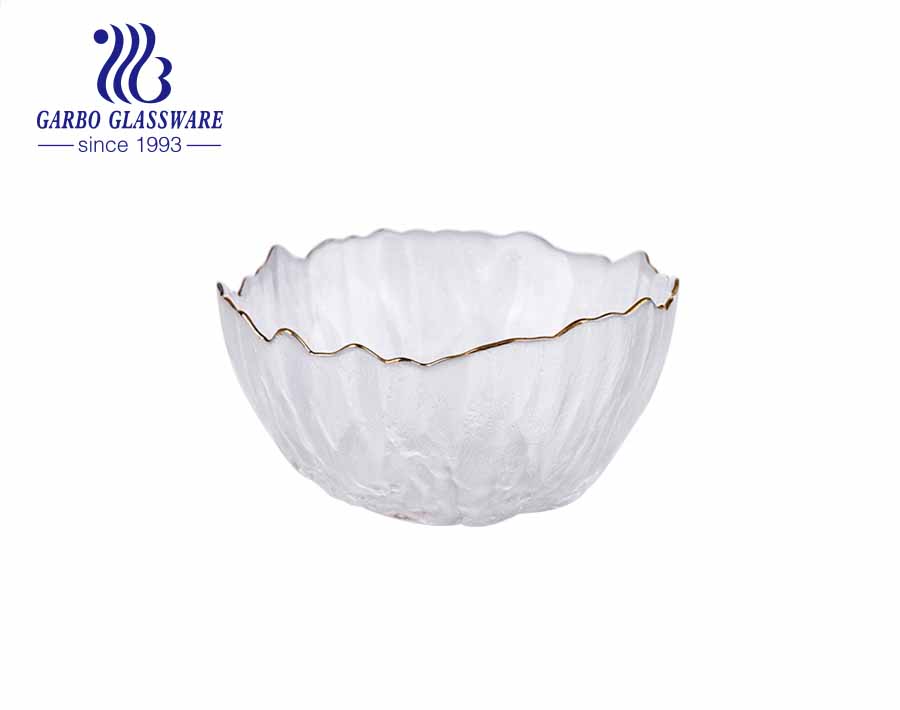 Simple Design 7-inch Handmade Glass Fruit Bowl with Wooden Stand