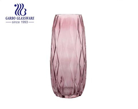 Diamond Purple Tabletop Glass Flower Vase Decorative bottle 