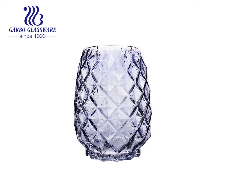 Frasco decorativo de vaso de flores de vidro de mesa de diamante roxo