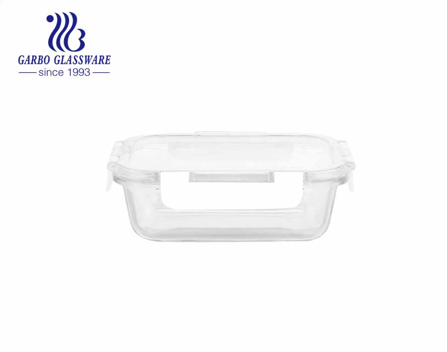 Airtight Leak Proof 370 ml Square Glass Storage Containers with Lids 