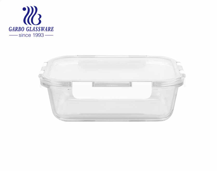 Airtight Leak Proof 370 ml Square Glass Storage Containers with Lids 