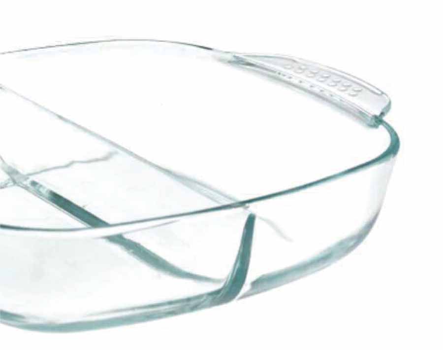 Horno de categoría alimenticia para hornear pyrex seguro plato de pastel de vidrio de 12 pulgadas